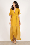 Clementine Mustard Wrapped Maxi Dress