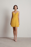 Just Like The Movies Mustard Starlight Ruffled Mini Dress