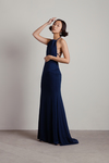 Another Night Out Navy Lace Up Mermaid Maxi Dress