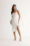 Forget My Name Off White Ribbed Bodycon Midi Dress