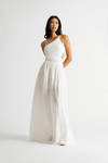 On A Journey Off White Asymmetrical Backless Maxi Dress