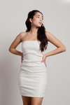 Stay Up Off White PU Lux Pleather Bodycon Tube Dress