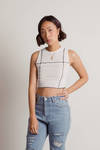 Unforgivable Off White Ribbed Contrast Exposed Stitch Tank Top