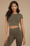 Out For Tonight Olive Crop Top