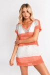 Spaced Out Orange Striped Tunic Top