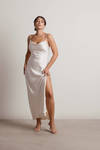 This Moment Pearl Cowl Neck Satin Maxi Dress