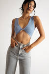 Another Lifetime Periwinkle Reversible Twist Ribbed Crop Brami