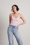 Nowhere But Up Pink Knit Crop Tank