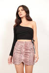 Aim High Pink Snake Faux Leather Snake Print Mini Skirt