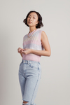 Love Me Or Not Rainbow Striped Crop Sweater Vest