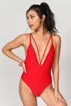 All I Want Red Plunging Braided Monokini