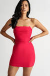 Annamarie Red Ruched Strapless Mini Dress