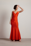 Ariella Red Satin Bodycon Mermaid Dress