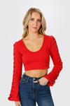 Knot Sorry Red Lace Up Crop Top
