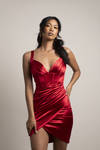 Last Forever Red Satin Bustier Bodycon Dress