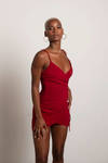 Malia Red Ruched Bodycon Mini Dress