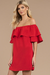 Show Red Off Shoulder Dress