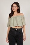 Try Again Sage Cropped Blouse