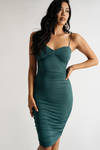 Let Me Go Teal Ruched Bodycon Mini Dress