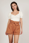 Carden Terracotta Belted Shorts