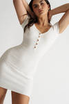 Gracelynn White Buttoned Bodycon Mini Dress