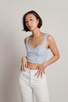 So Good White Multi Ditsy Floral Crop Tank Top