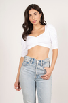 Starting Over White Ruched Crop Top