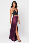All Of Me Wine Satin Maxi Skirt