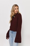 Jeannie Wine Lace Up Crop Sweater