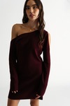 Olivia Wine Cold Shoulder Sweater Dress