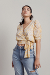 Find Florals Yellow Multi Wrap Blouse