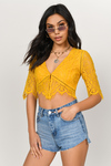 Yvonne Yellow Lace Crop Top 