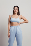 Nellie Baby Blue Ribbed Bralette and Sweatpants Set
