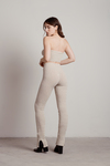 Monique Beige Ribbed Tube Top And Pants Set