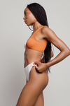 Sunkissed Beige Tan O-Rings Colorblocked Textured Bikini Set