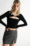 All Yours Black Twist Front Long Sleeve Crop Top
