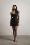 Annamarie Black Ruched Strapless Mini Dress