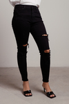 Arleta Black High Rise Distressed Crop Skinny Jeans
