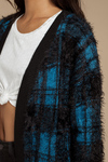 Diem Black & Blue Plaid Knitted Cardigan
