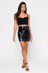 Cherie Black Faux Patent Leather Mini Skirt