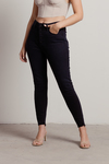 Edendale Black High Rise Exposed Buttons Skinny Crop Jeans