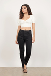 Hampstead Black High Rise Cropped Skinny With Seaming and Hem Slits