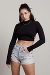 Jessie Black Open Back Lace-Up Ribbed Crop Top