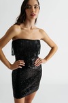 Just My Type Black Sequin Strapless Mini Dress