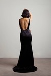 Kierra Black Open Back Mermaid Maxi Dress
