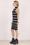 Line It Up Black Striped Bodycon Dress