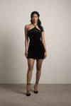 Orla Black Velvet Halter Bodycon Mini Dress