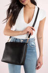 Melie Bianco Skylar Black Faux Leather Tote Bag