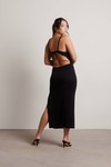 Stacie Black Halter Backless Midi Dress