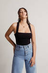 Stay Motivated Black Ribbed Lace-Up Knit Cami Crop Top